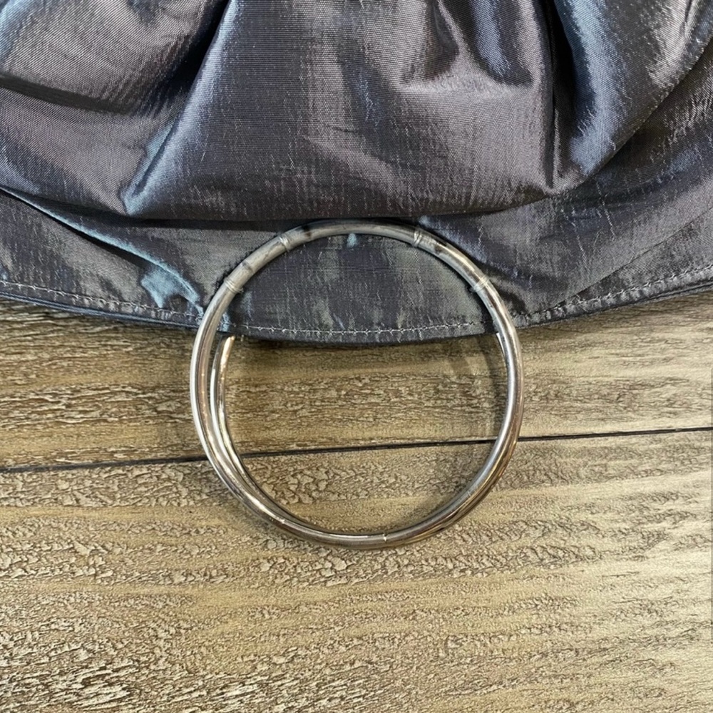 Sasha Gray Satin Evening Bag with Rhinestone Ring Handles | Retro Y2K - Picture 6 of 10